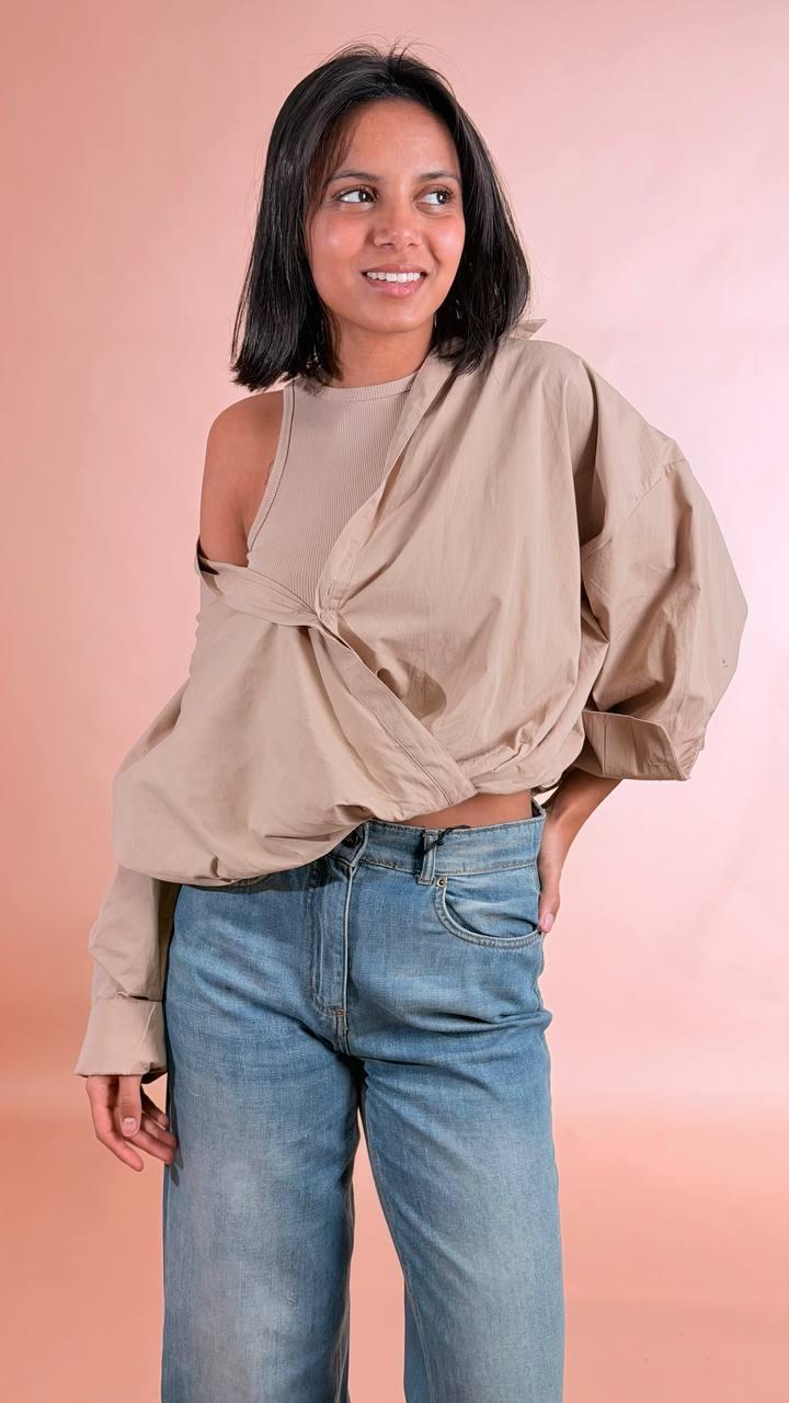 LEVA Camicia palloncino CHF8683 BEIGE 