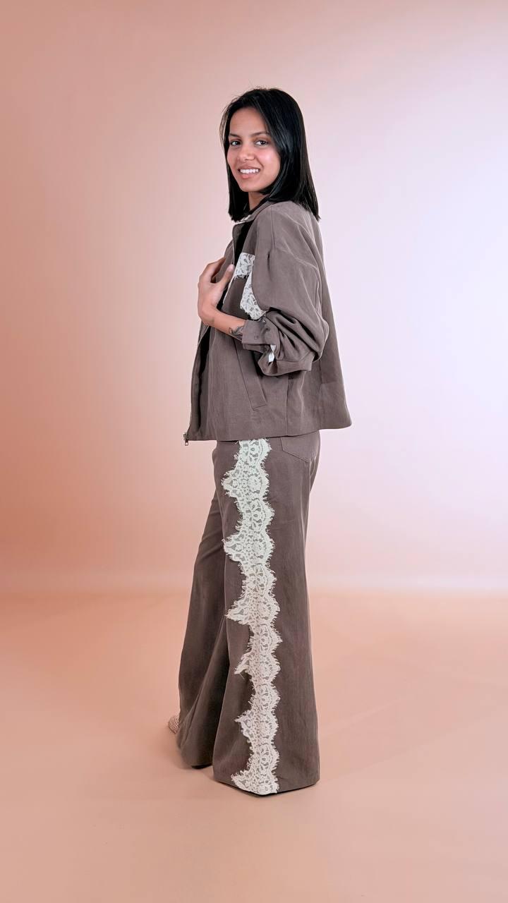 TENSIONE IN Pantalone pizzo PX1296 CIOCCOLATO 
