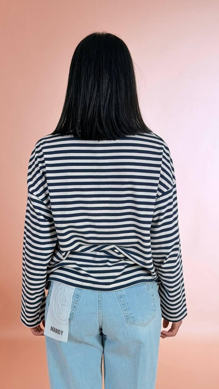 TENSIONE IN T-shirt righe 26M4116 BLU/MARRONE 