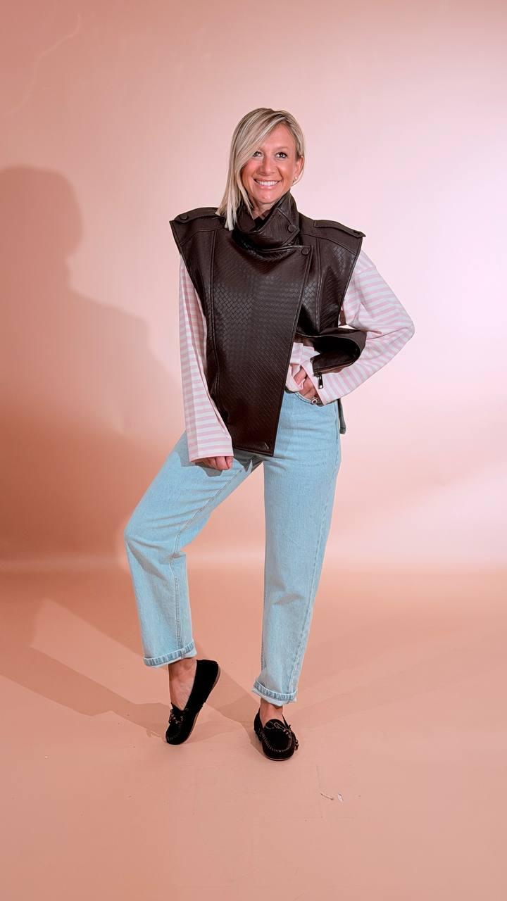 TENSIONE IN Bomber gilet intrecciato 26D4560 MORO 