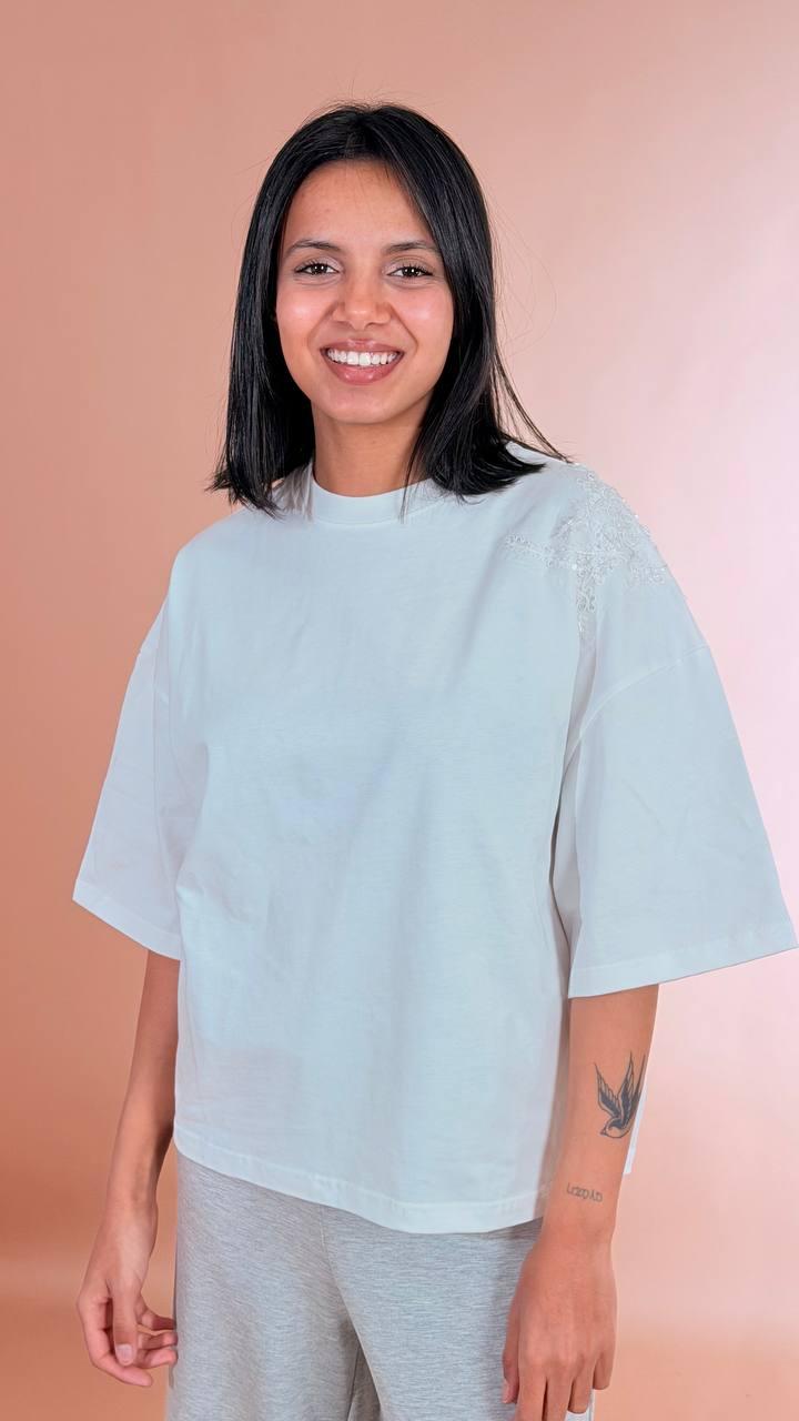 KONTATTO T-shirt pizzo SM210C BIANCO 