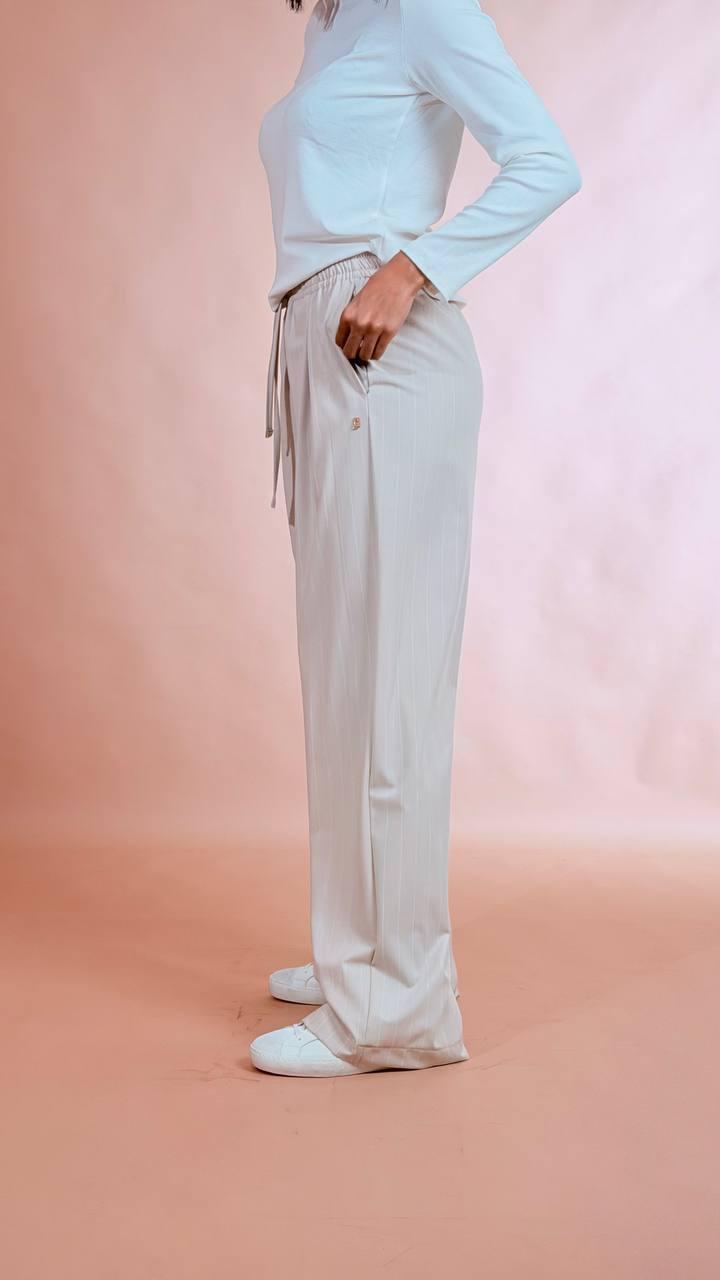 HINNOMINATE Pantalone gessato con elastico HMABW02567 BEIGE 
