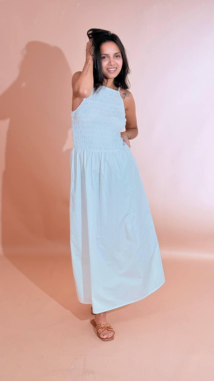 GLAMOROUS Abito midi arricciatura AN5774 BIANCO 
