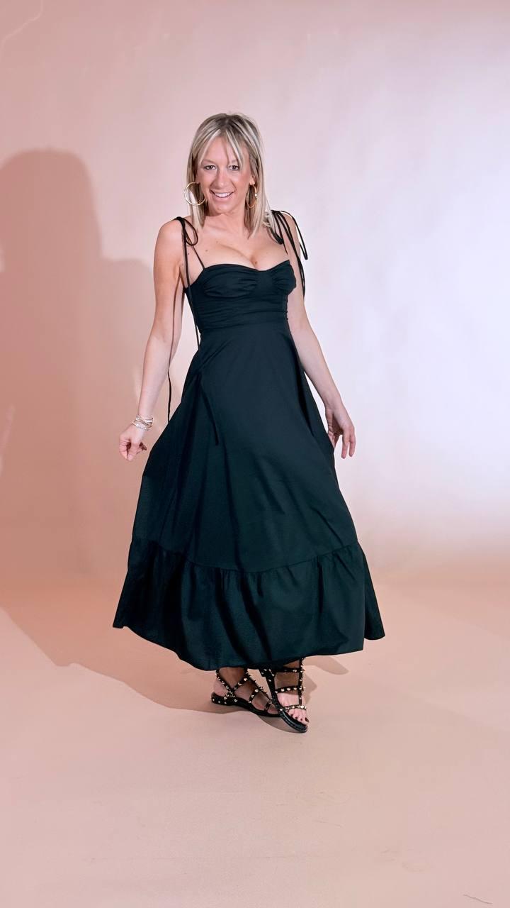 GLAMOROUS Abito midi con nastrini KA7275A NERO 