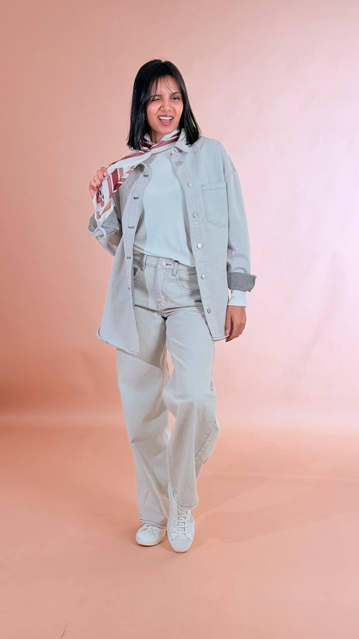 GLAMOROUS Camicia di jeans slavata AN5132 GRIGIO 