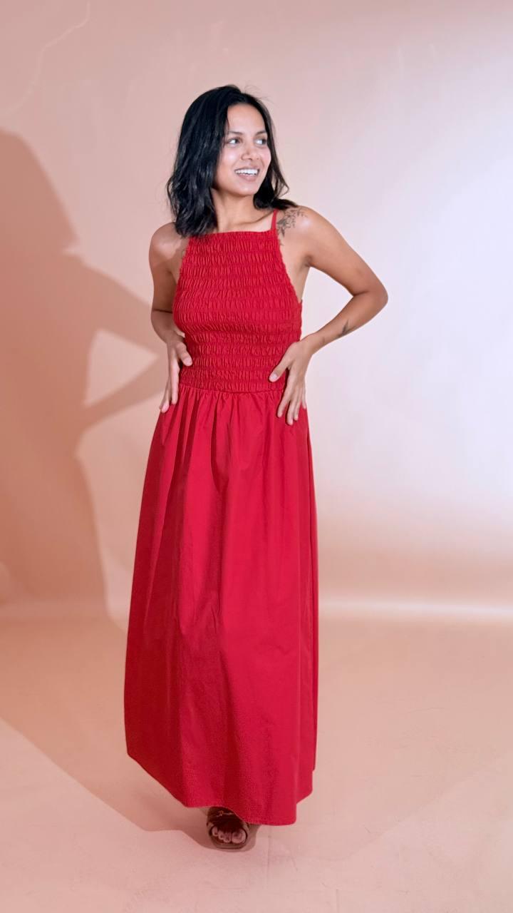 GLAMOROUS Abito midi arricciatura AN5774 ROSSO 