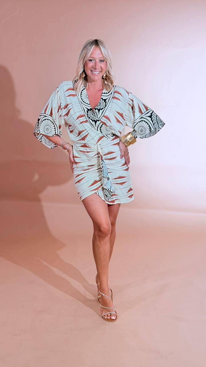 HAVE ONE "colibrì" abito kimono AMA-Q262 CREMA 
