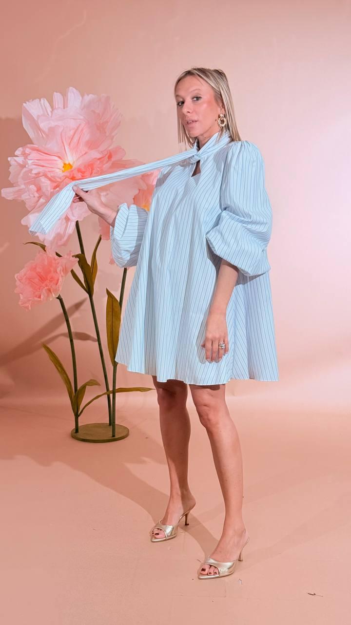 GLAMOROUS Abito fiocco AN5532 AZZURRO 
