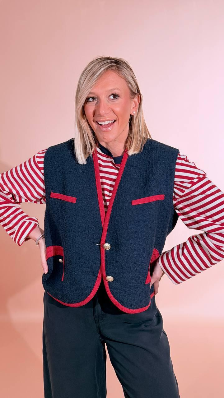 TENSIONE IN Gilet bicolore 38907 BLU/ROSSO 