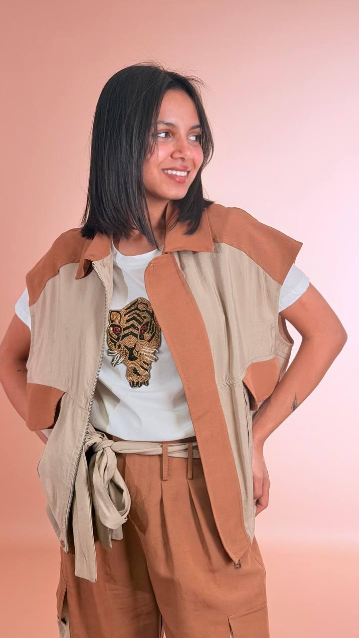 PHILIA LOFT Gilet safari D02E0975 CAMMELLO 