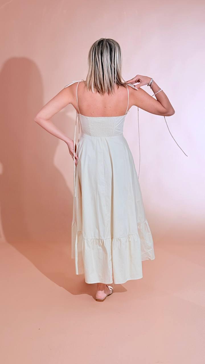 GLAMOROUS Abito midi con nastrini KA7275A CREMA 