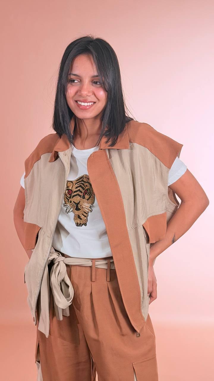 PHILIA LOFT Gilet safari D02E0975 CAMMELLO 