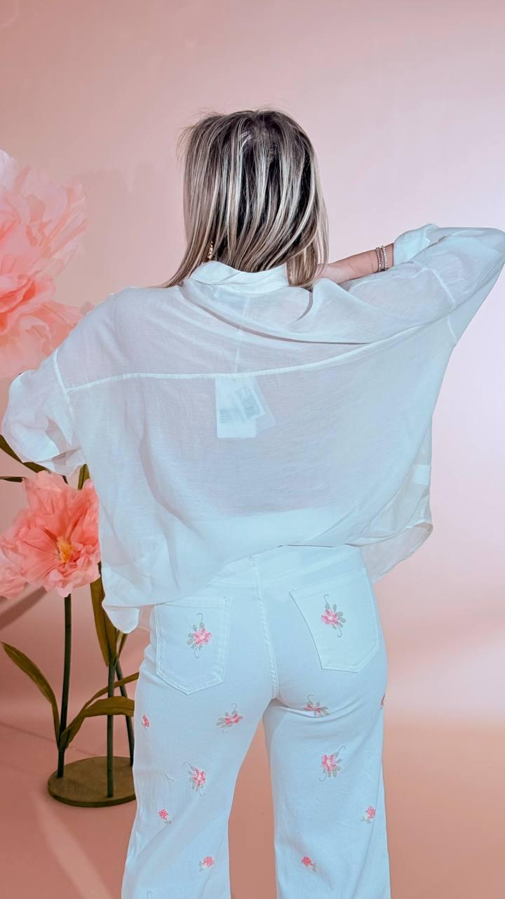 MOTEL Camicia mussola di cotone S26C715 BIANCO 