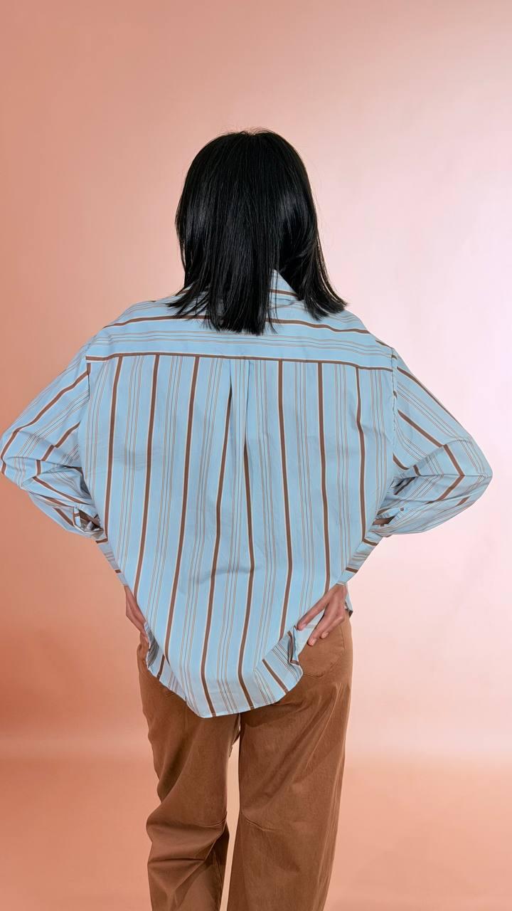 HAVE ONE Camicia rigata CFW-Q178 AZZURRO 
