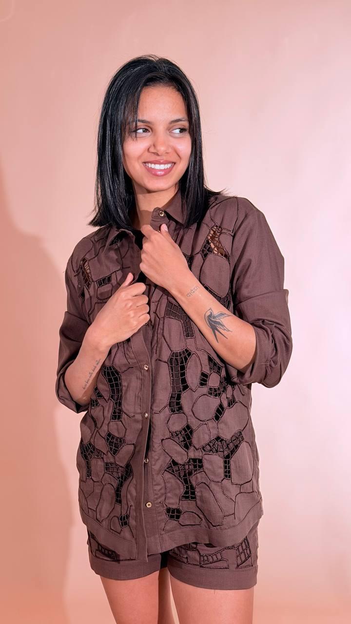 FRACOMINA Camicia pizzo macrame FS26ST6001W826E5 MORO 