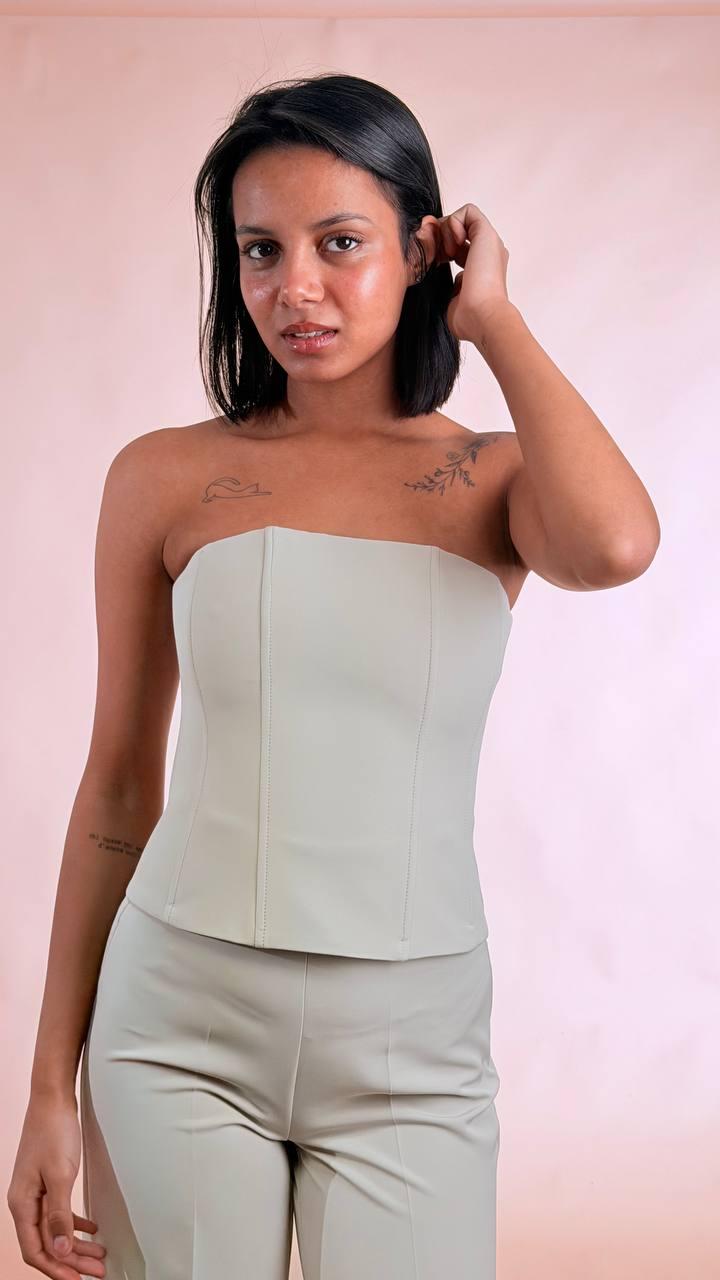 SILENCE Top corsetto BOU870 GREIGE 
