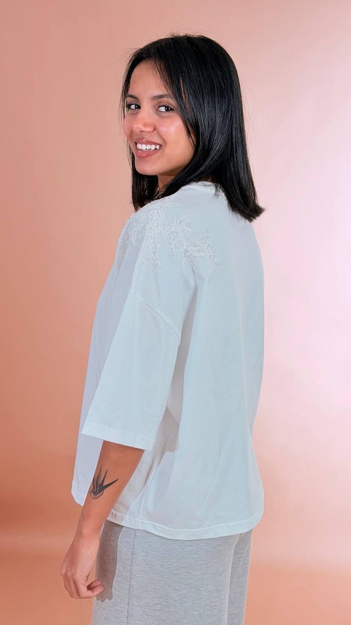 KONTATTO T-shirt pizzo SM210C BIANCO 