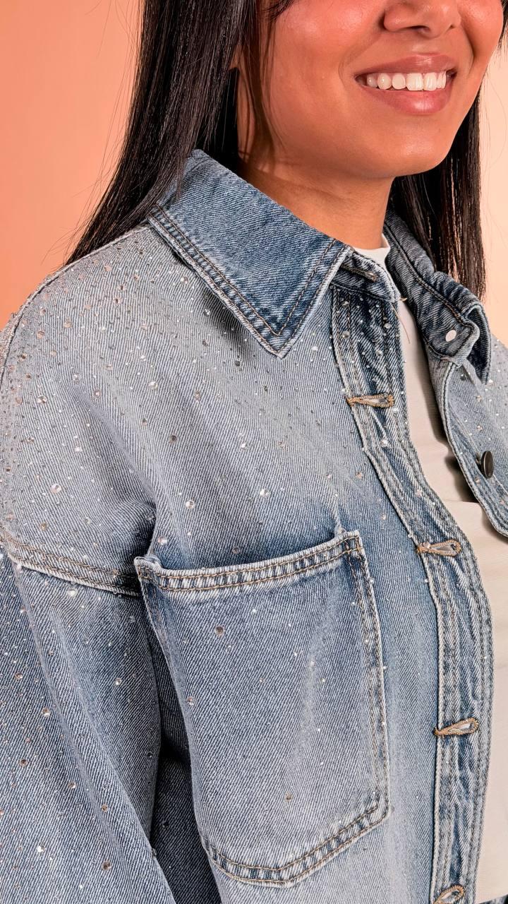 LEVA Camicia denim swarovski S6293 DENIM 