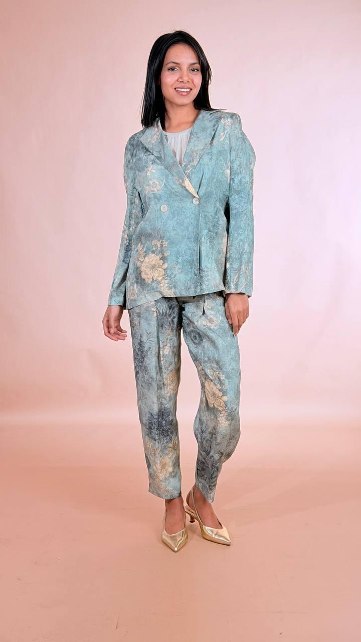 SOUVENIR Pantalone japan scivolato D39N0281 VERDE ACQUA 
