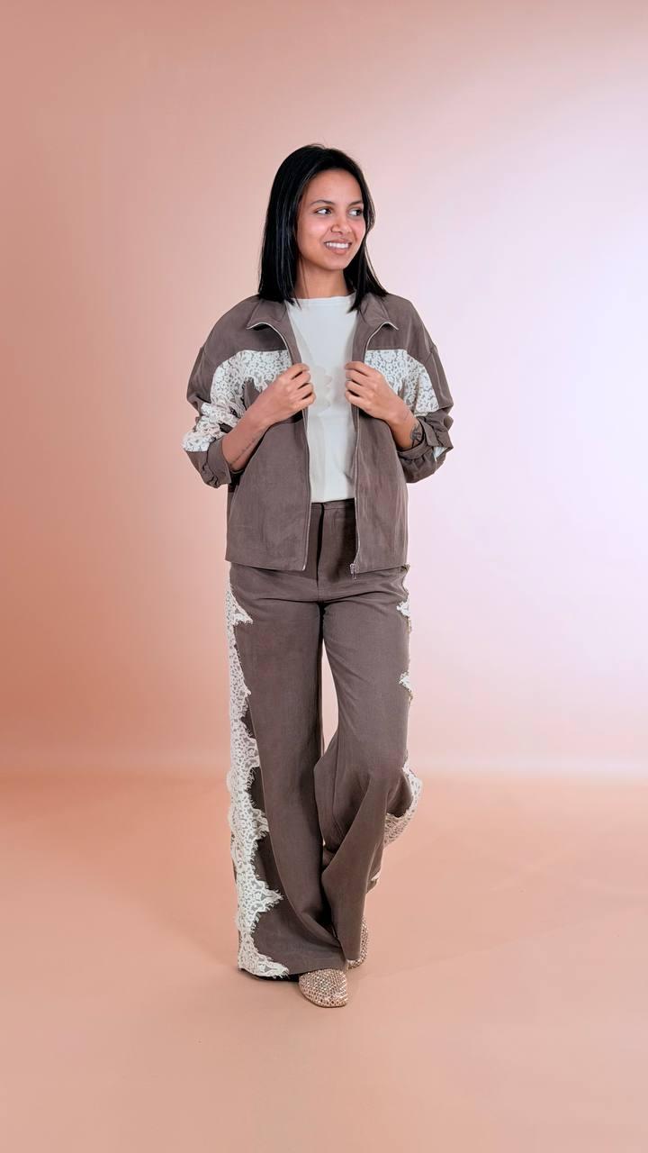TENSIONE IN Pantalone pizzo PX1296 CIOCCOLATO 