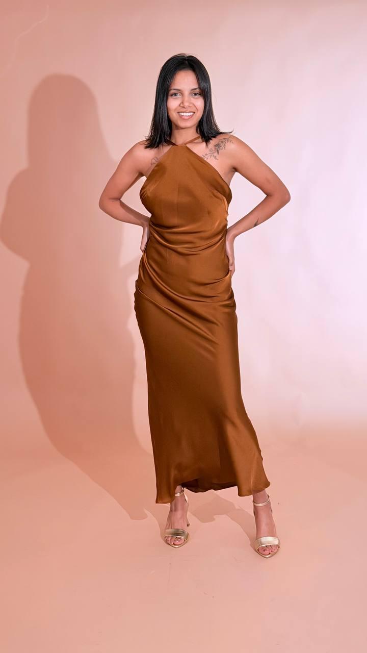 SILENCE Querida dress SLAB018 BORWN 