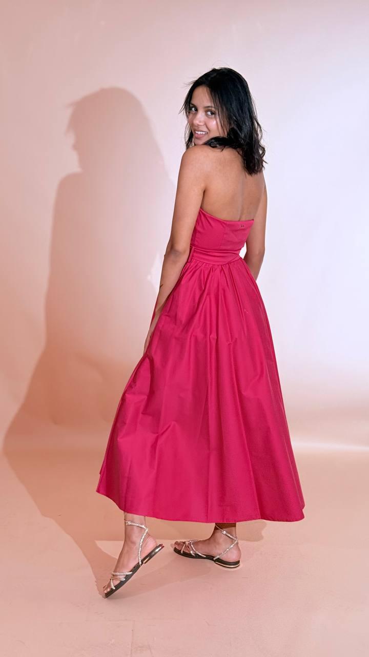 FRACOMINA Midi chemisier dress con cintura FS26SD2003W40001 FUCSIA 