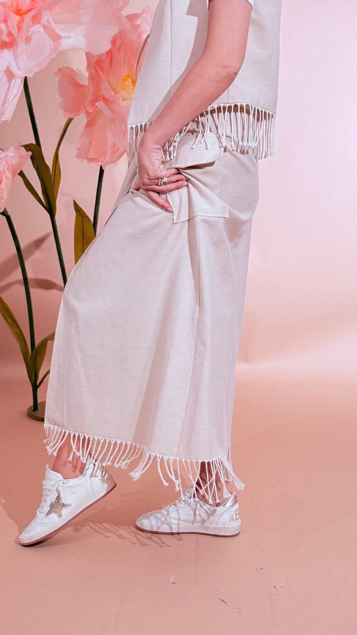 SOUVENIR Gonna frange S39M0211 BEIGE 
