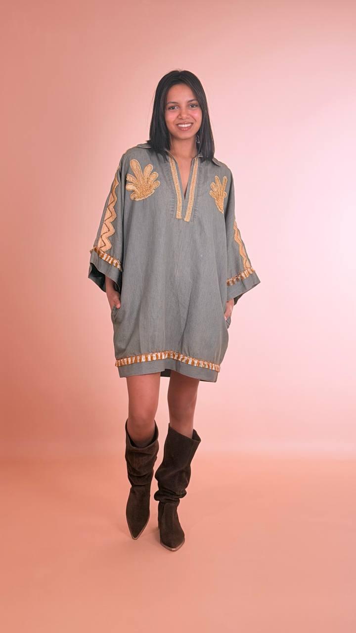 SOUVENIR Abito applicazioni A39P1178 DENIM 