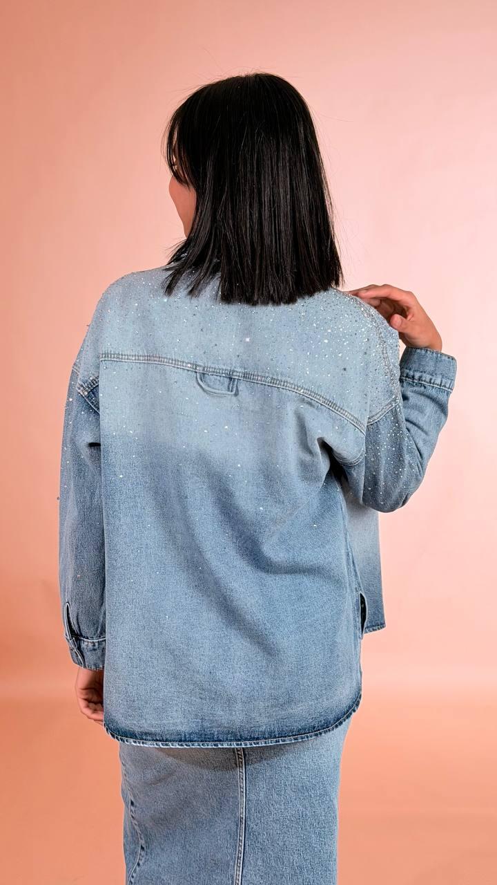 LEVA Camicia denim swarovski S6293 DENIM 