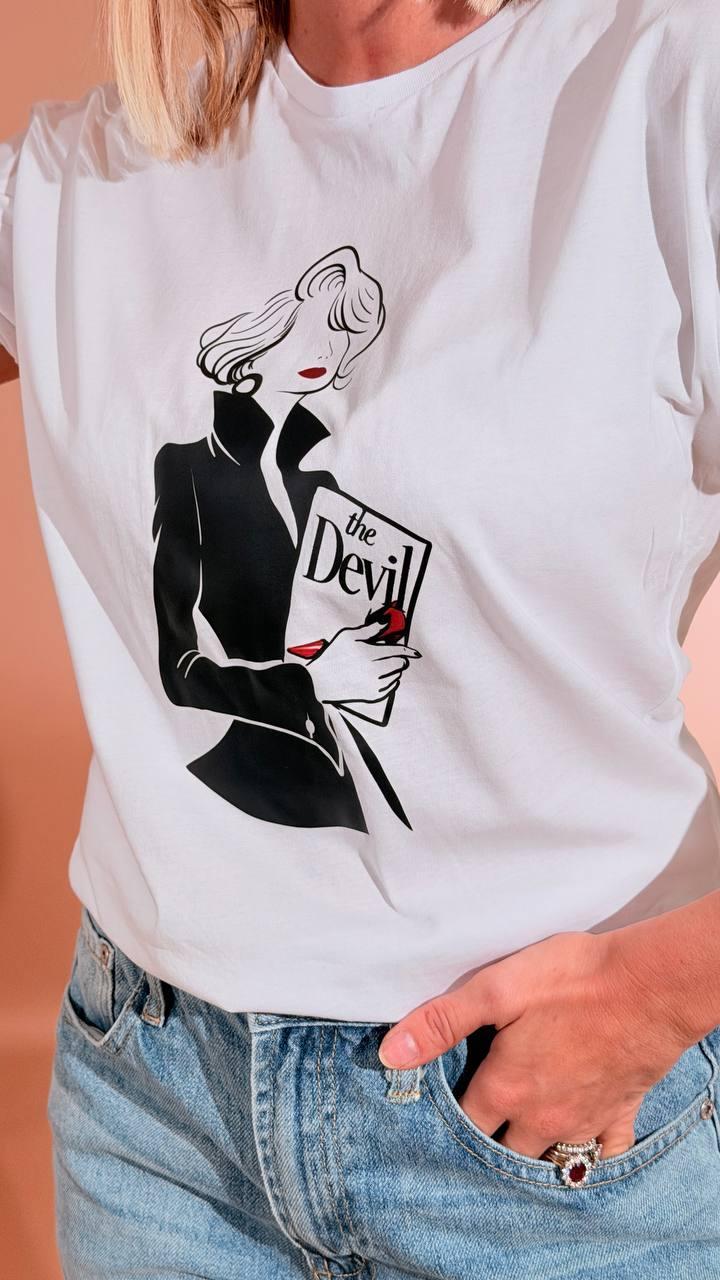 SOUVENIR T-shirt Diavolo Veste Prada T39N1595 BIANCA 