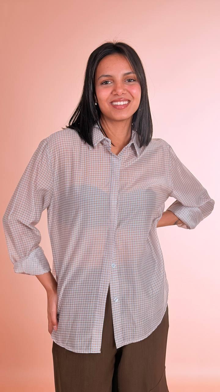 HAVE ONE Camicia check CJK-Q088 AZZURRO 