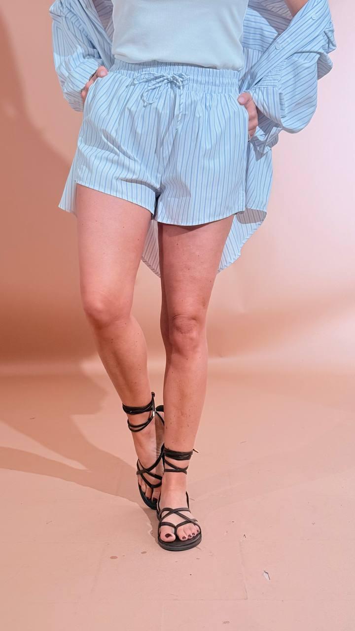 GLAMOROUS Short elastico rigati KA7502 AZZURRO 