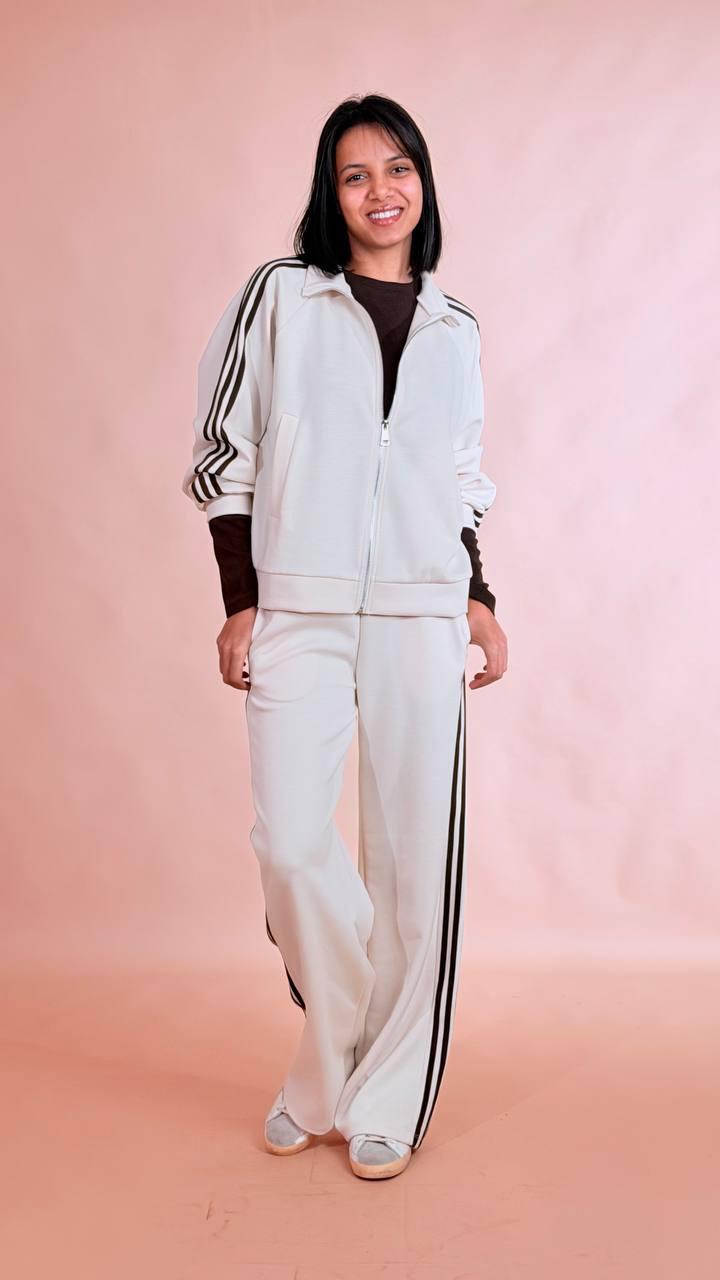 LEVA Tuta con felpa e pantalone con bande 27644 PANNA 