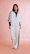 LEVA Tuta con felpa e pantalone con bande 27644 PANNA 