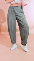 LEVA Pantalone balloon gessato P1552 VERDE MILITARE 