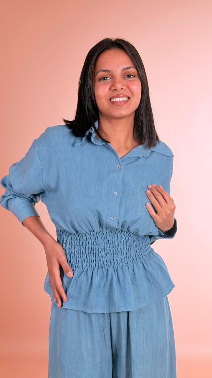 HAVE ONE Camicia con elastico in vita CMA-Q242 DENIM 