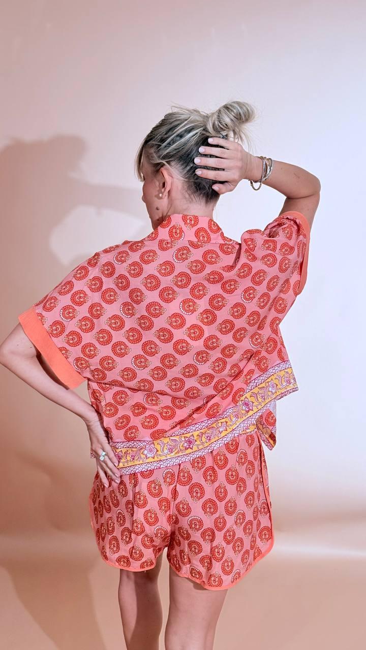 HAVE ONE Camicia m/manica fantasia CVS-Q427 ARANCIO 