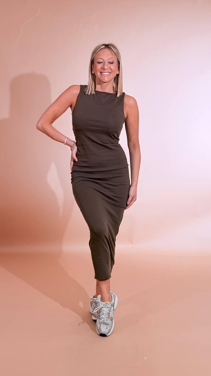 GLAMOROUS Abito stretch 5616 MARRONE 