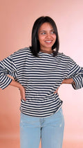 TENSIONE IN T-shirt righe 26M4116 BLU/MARRONE 