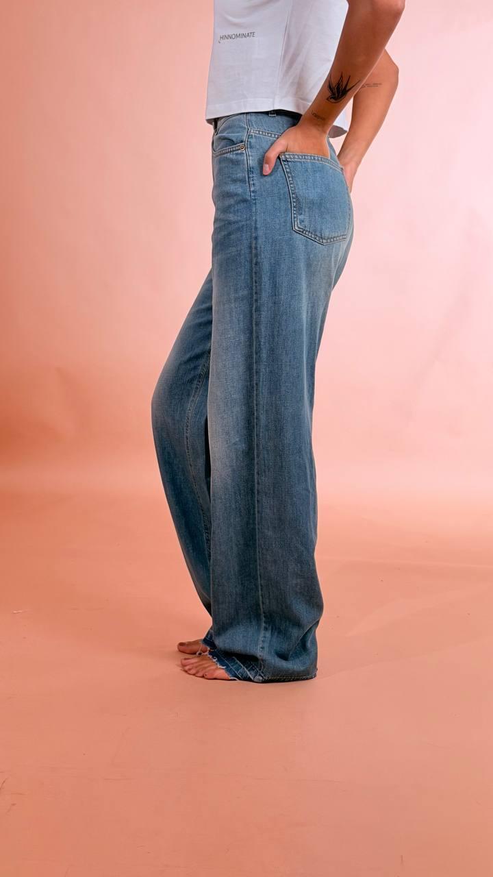 PHILIA LOFT Jeans palazzo orlo sfrangiato 100%co G02V0099 DENIM 