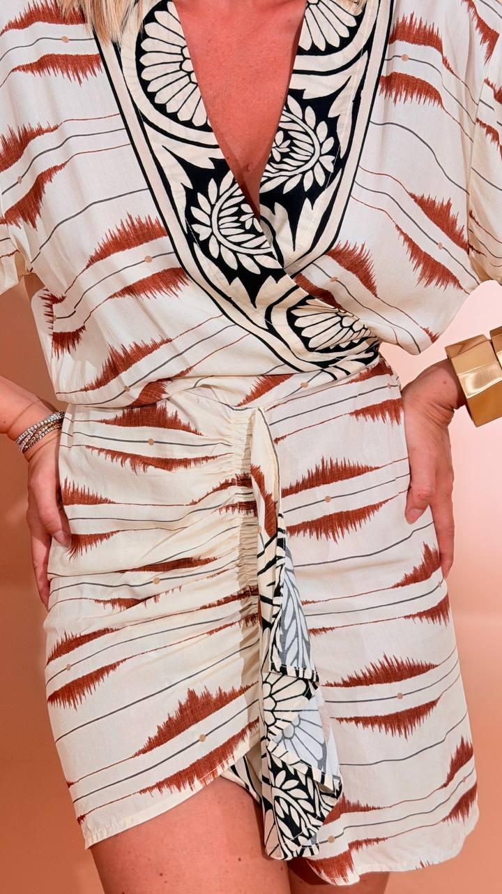HAVE ONE "colibrì" abito kimono AMA-Q262 CREMA 