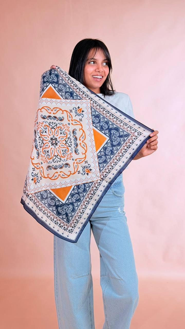 LEVA Foulard fantasia SC004 ARANCIO-BLU 