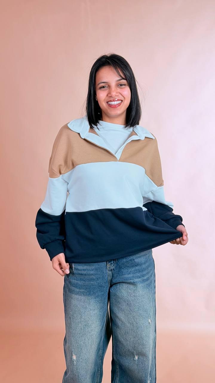 HAVE ONE Polo rigata FVS-Q034 BEIGE/BIANCO/BLU 
