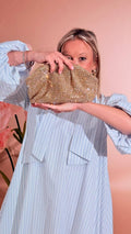 LEVA Clutch morbida glitter oro XSL-2409 GOLD 