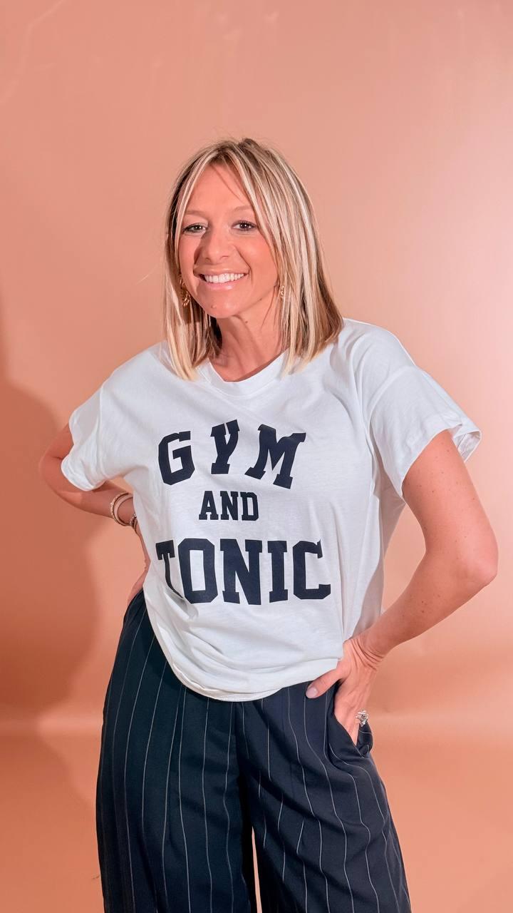 LEVA T-shirt scritta gym&tonic FIT30241 BLU 