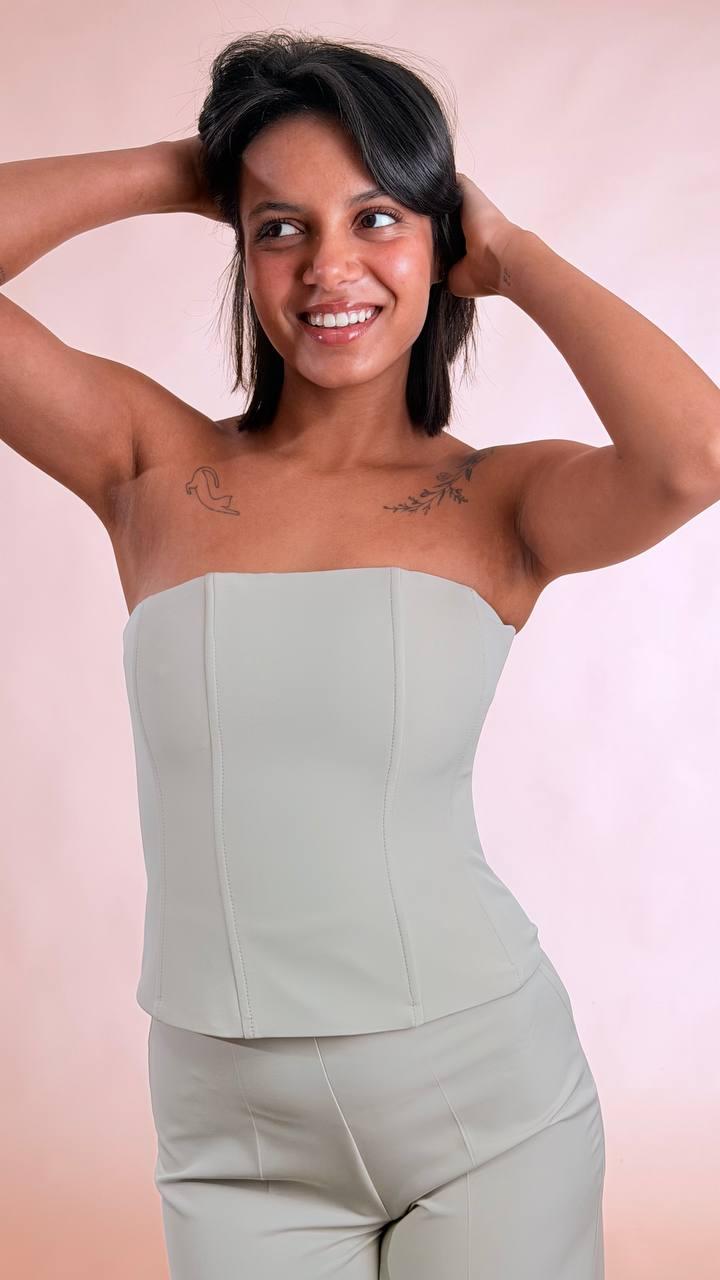 SILENCE Top corsetto BOU870 GREIGE 