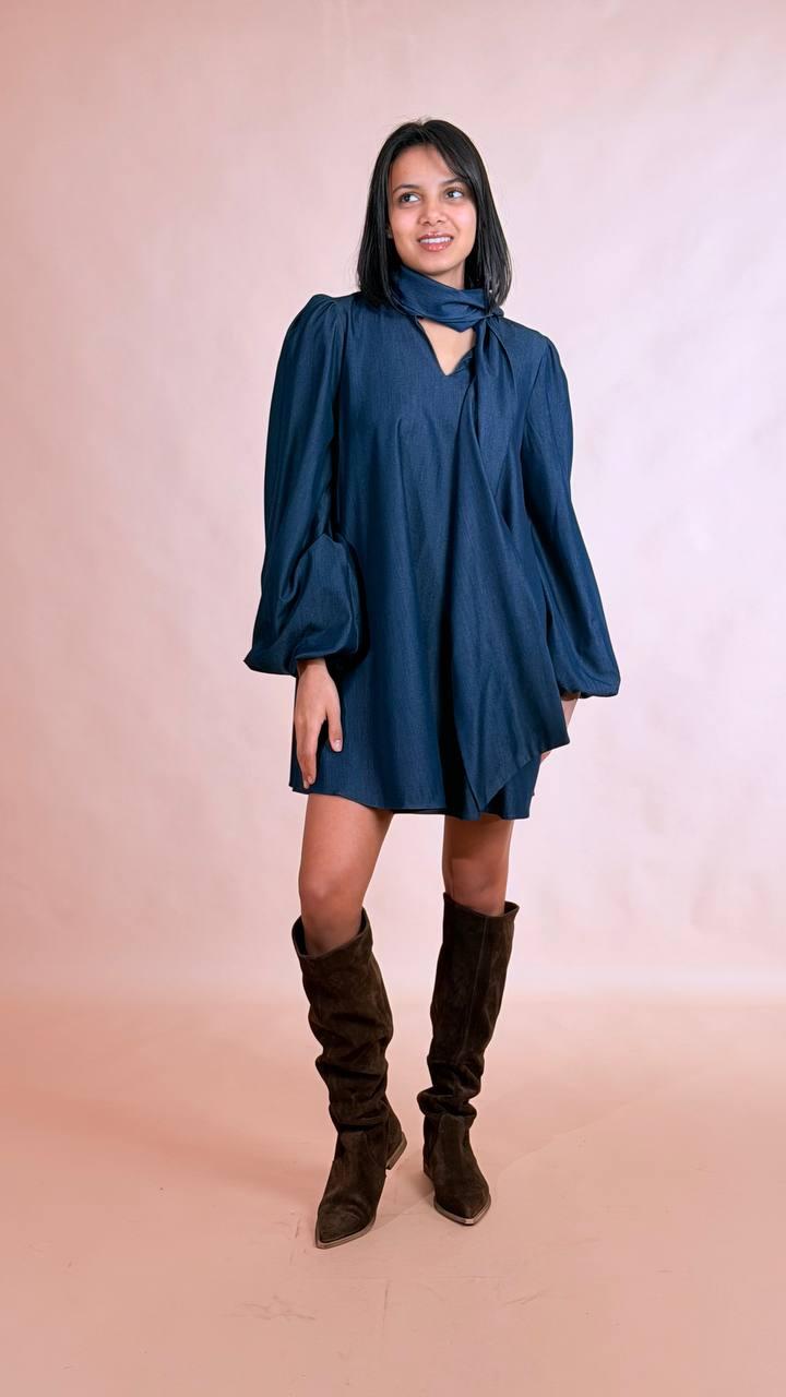 GLAMOROUS Abito fiocco denim AN5532 DENIM 