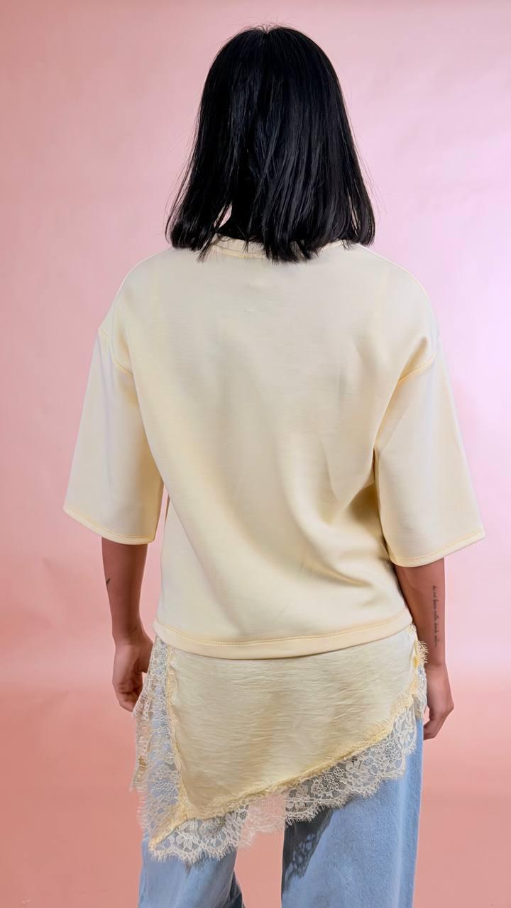 LEVA T-shirt pizzo trasversale 20060 GIALLO 