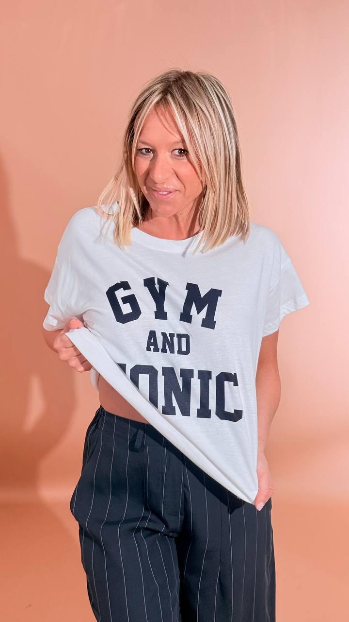 LEVA T-shirt scritta gym&tonic FIT30241 BLU 