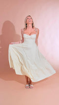 GLAMOROUS Abito midi con nastrini KA7275A CREMA 